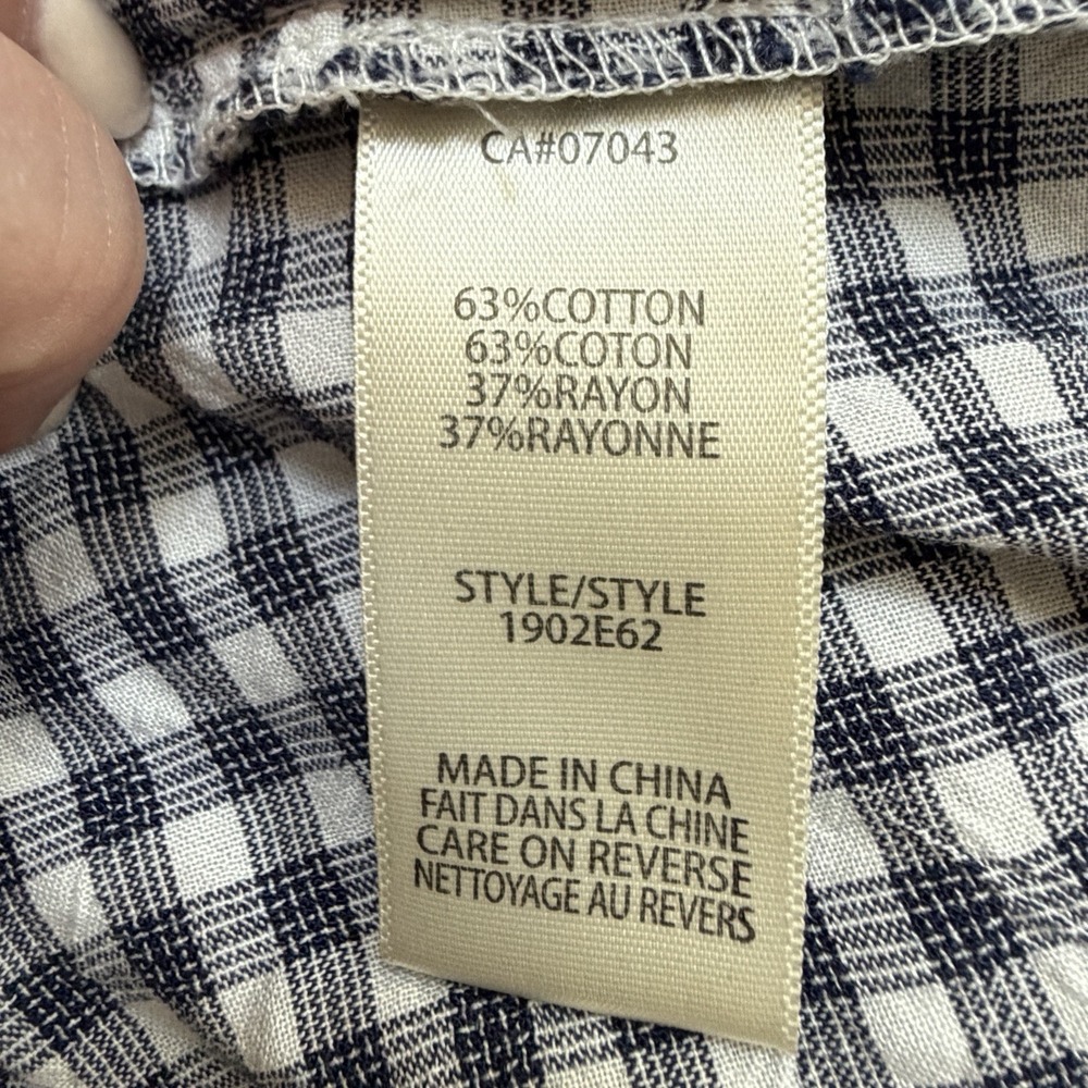 Max Studio Tiered Dress Women S Blue White Gingham Check Long Sleeve Cottagecore - Picture 9 of 10